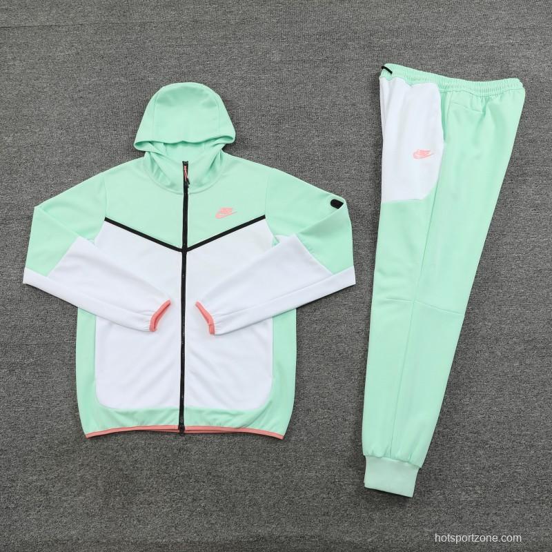 2023 Nike White Green Full Zipper Hoodie Jacket +Pants