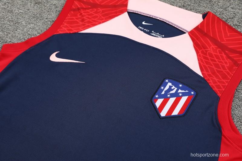 23-24 Atletico Madrid Black Red Vest Jersey+Shorts