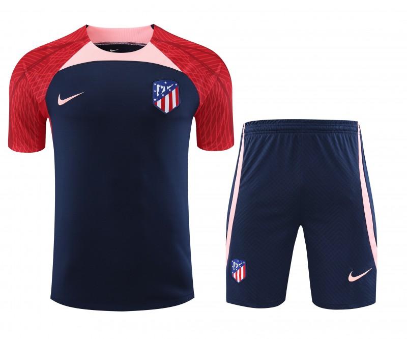 23-24 Atletico Madrid Navy Red Short Sleeve+Shorts