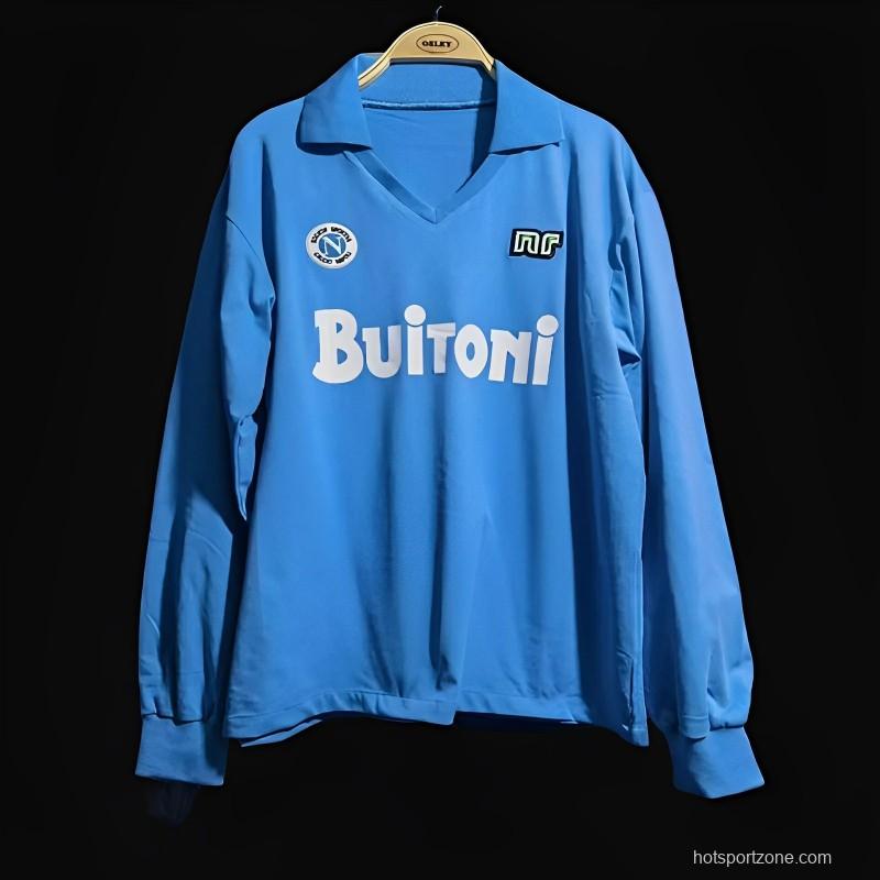 Retro Napoli 87/88 Home Long Sleeve Soccer Jersey