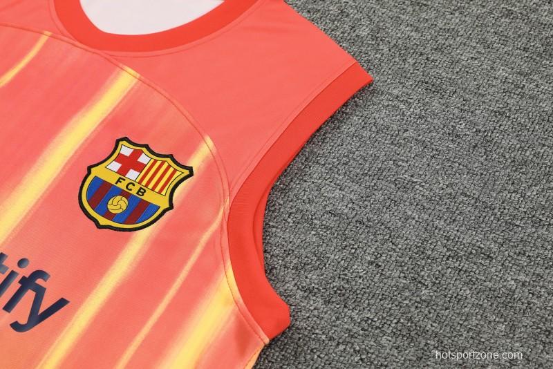 23-24  Barcelona Orange Vest Jersey+Shorts