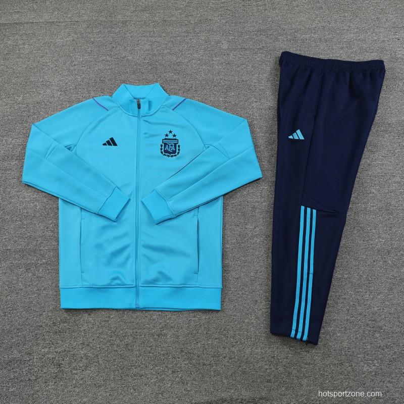 2023 Argentina Blue Full Zipper Jacket +Pants