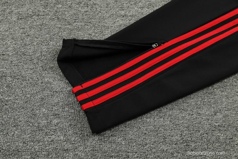 23/24 Manchester United Black Hoodie Half Zipper Jacket+ Pants