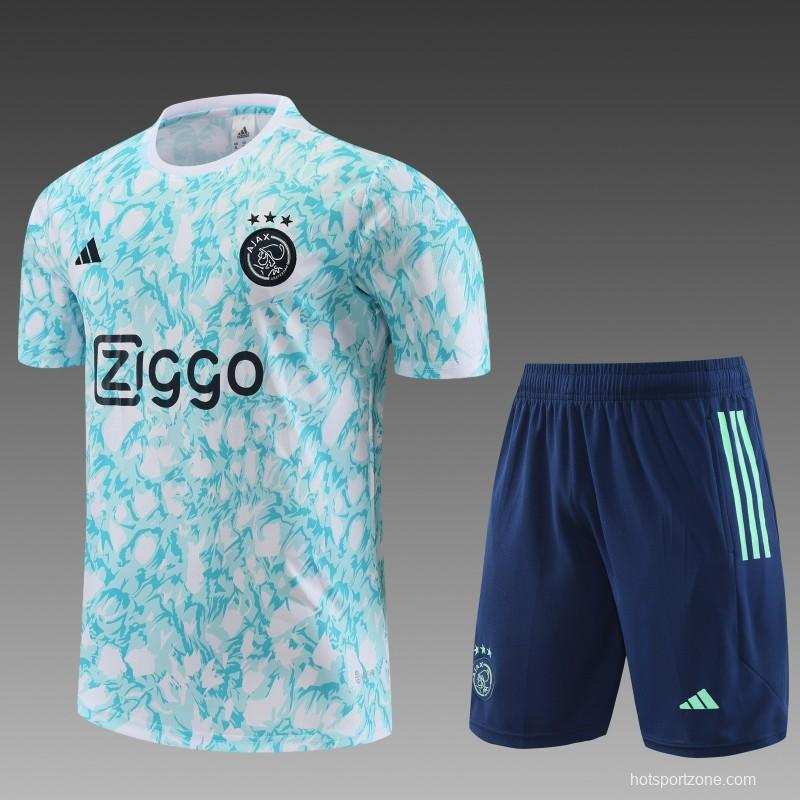23/24 Ajax Blue/White Short Sleeve Jersey+Shorts