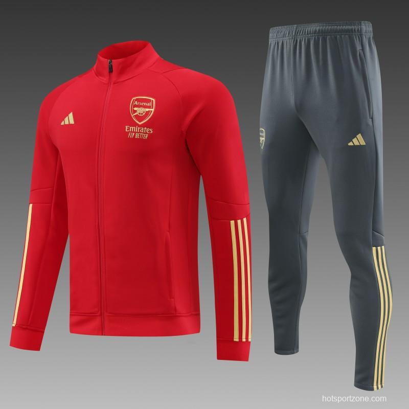 23/24 Arsenal Red Full Zipper Jacket+Pants