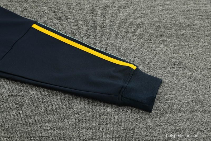 23/24 Real Madrid Navy Hoodie Half Zipper Jacket+ Pants