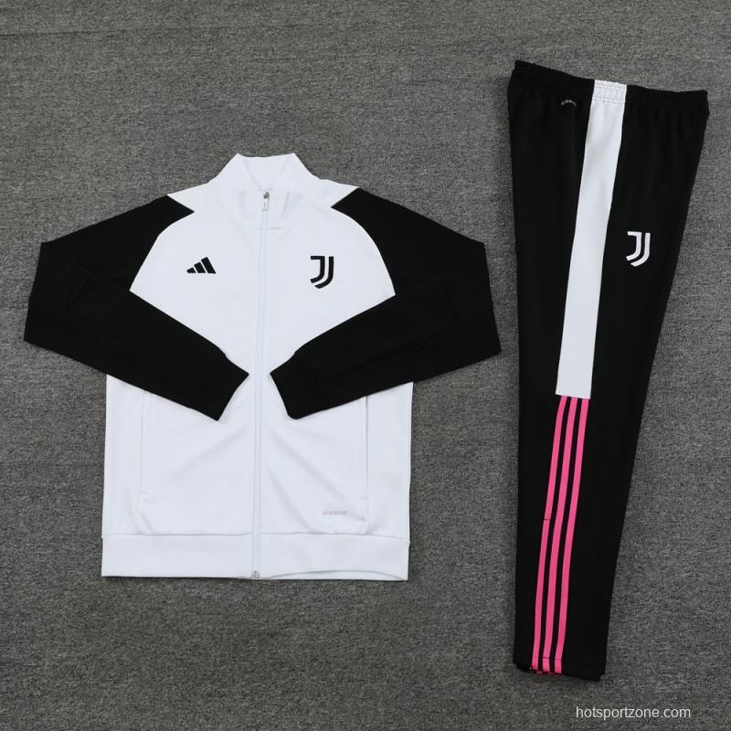 23/24 Juventus White Full Zipper Jacket+Pants
