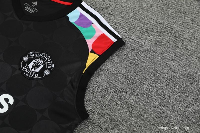 24/25 Manchester United Black Vest Jeresy+Shorts