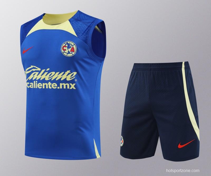 24/25 Club America Blue/Yellow Vest Jeresy+Shorts