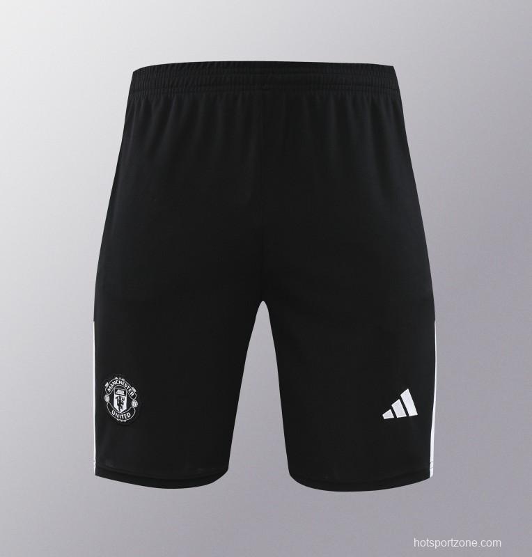 24/25 Manchester United Black Short Sleeve Jeresy+Shorts