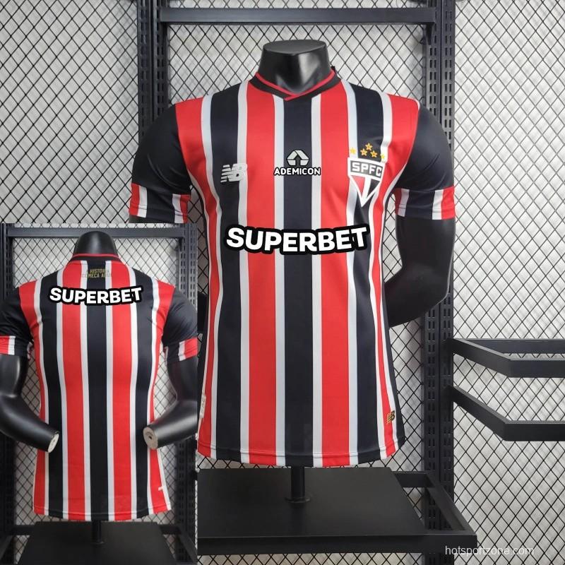Player Version 2024/25 Sao Paulo Away Jersey  + All Sponsored and Chest Patch