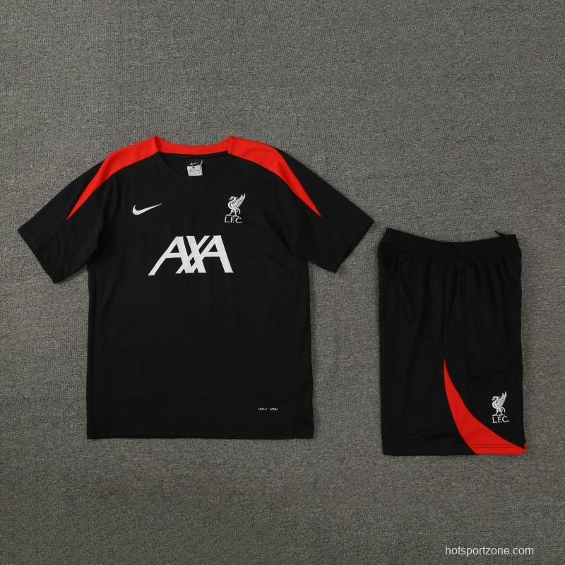 24/25 Liverpool Black Short Sleeve Jeresy+Shorts