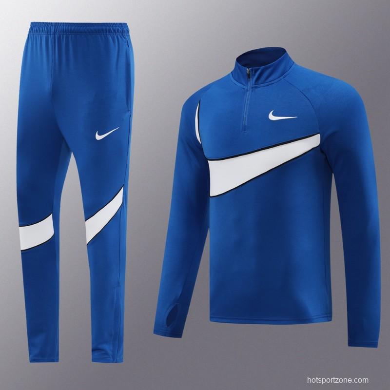 2024 Nike Blue/White Half Zipper Jacket+Pants