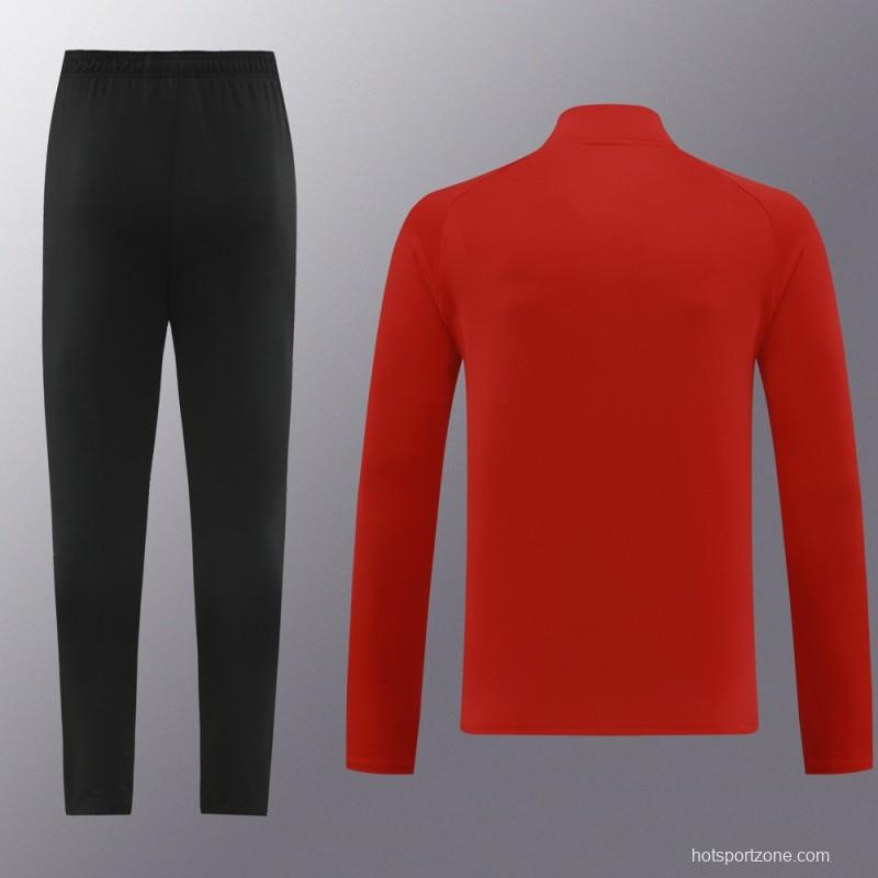 2024 Nike Red/Black Half Zipper Jacket+Pants