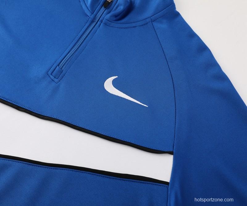 2024 Nike Blue/White Half Zipper Jacket+Pants