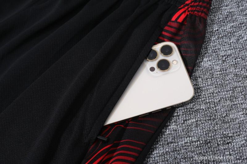 23/24 AC Milan Red/Black Cotton Short Sleeve Jersey+Shorts