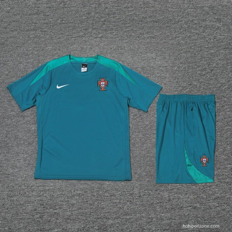 2024 Portugal Blue Short Sleeve Jersey+Shorts