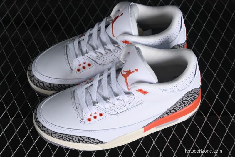 Nike Air Jordan 3 Retro Sneakers in White and Peach Orange - CK9246-121