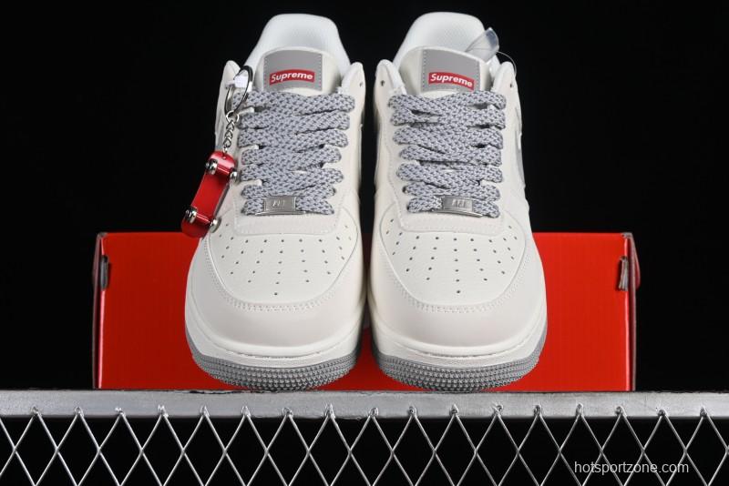 Supreme x Nike Air Force 1 '07 Low Beige Grey Casual Skate Shoes - HD1968-018
