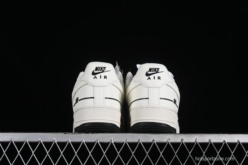 Nike Air Force 1'07 Low Beige and Black Stars Casual Sneakers