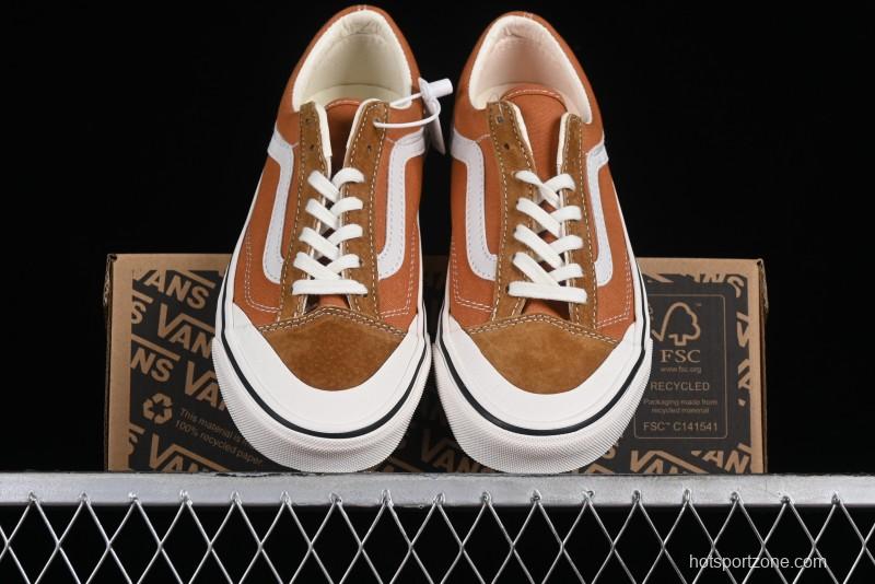 Vans Old Skool Reissue 136 High-End Series Round Toe Orange Canvas Vulcanized Shoes - VN000MT6BKQ