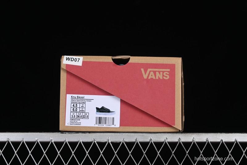 Vans Classics Knu Skool Camo Army Green Chunky Tongue Platform Sneakers - VN0007QC0WD