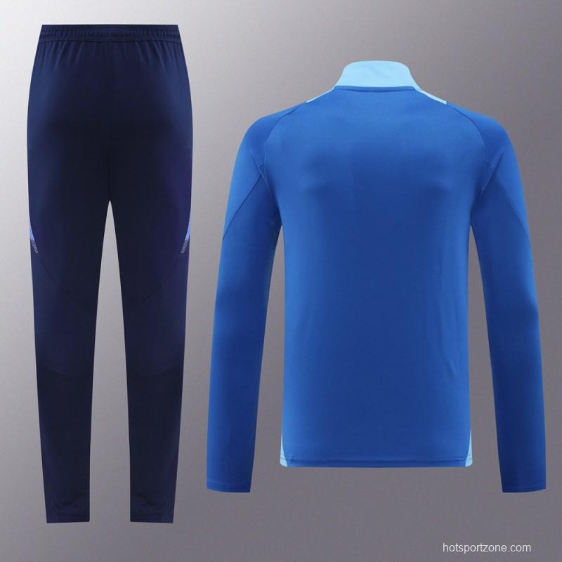 2024 Adidas Blue Half Zipper Jacket +Long Pants