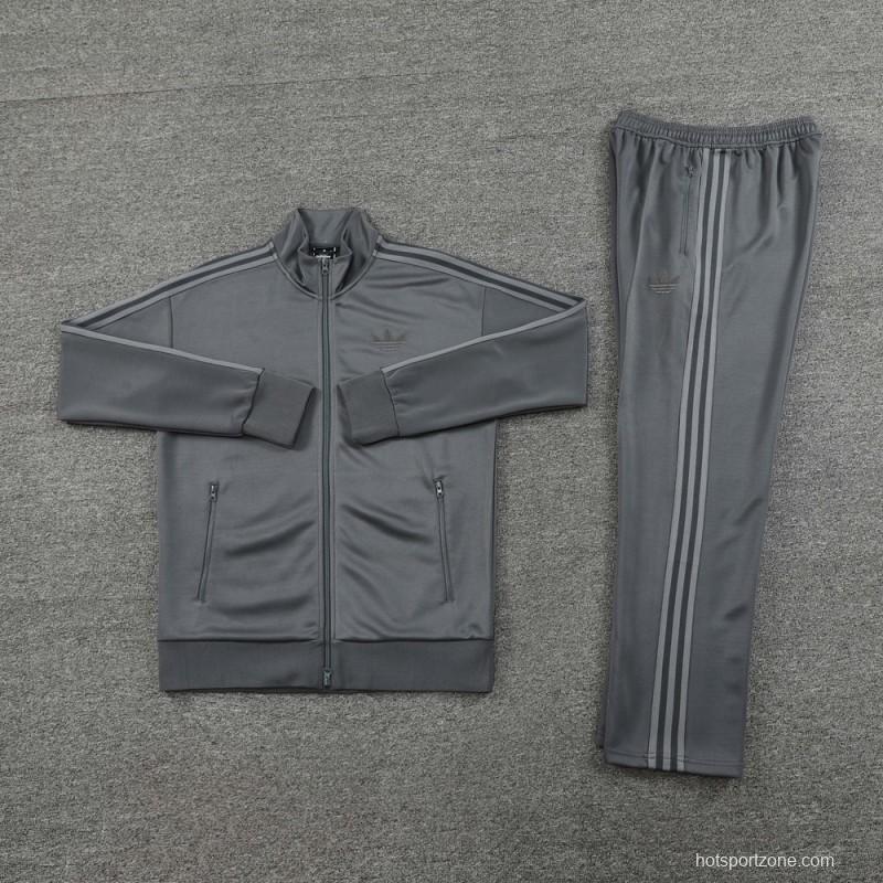 24/25 Adidas Original Grey Full Zipper Jacket +Long Pants