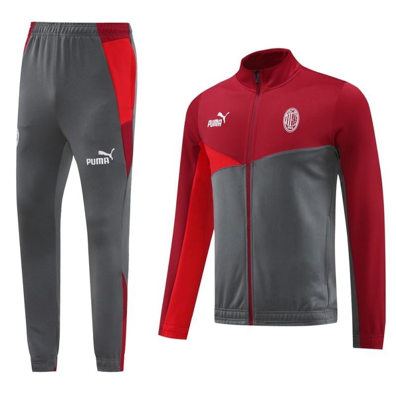 24/25 AC Milan Red/Grey Full Zipper Jacket +Long Pants