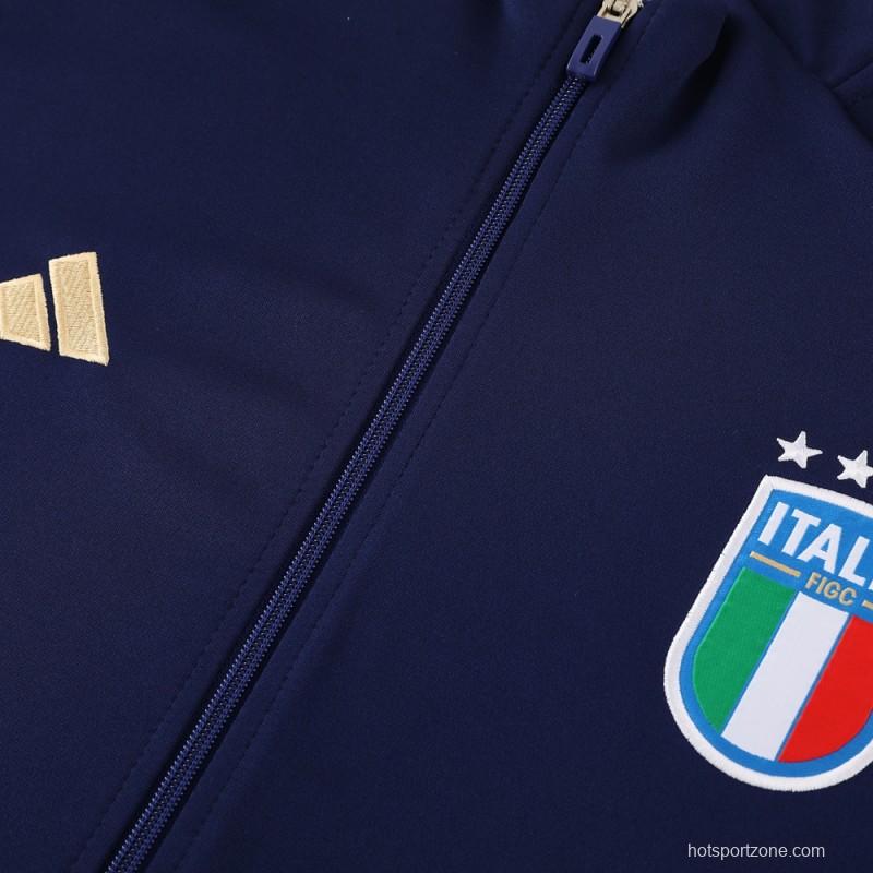 2024 Italy Navy Full Zipper Jacket +Long Pants