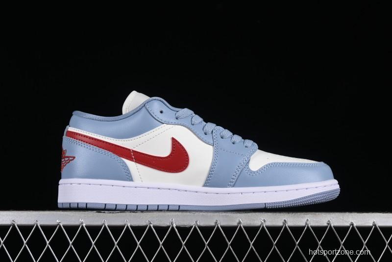 Nike Air Jordan 1 Low AJ1 White Blue Red Toe Casual Sneakers - DC0774-164