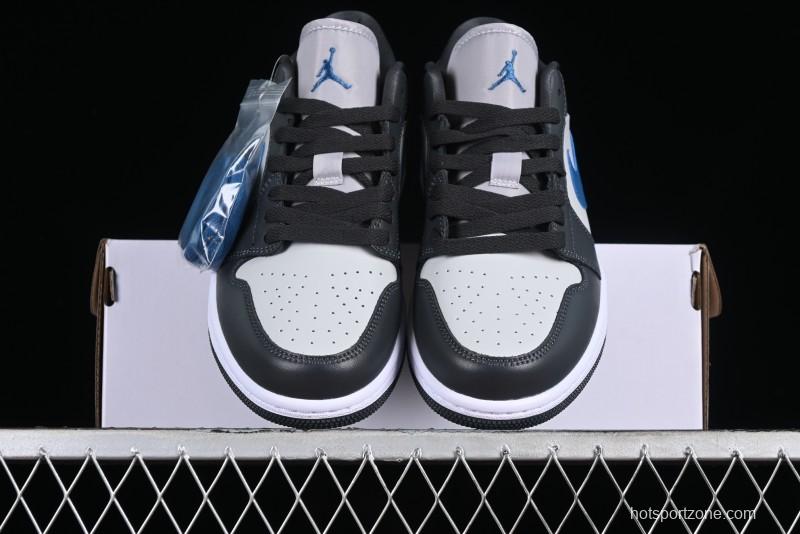 Nike Air Jordan 1 Low AJ1 Black Grey Blue Swoosh Low-Top Lifestyle Basketball Shoes - DC0774-040