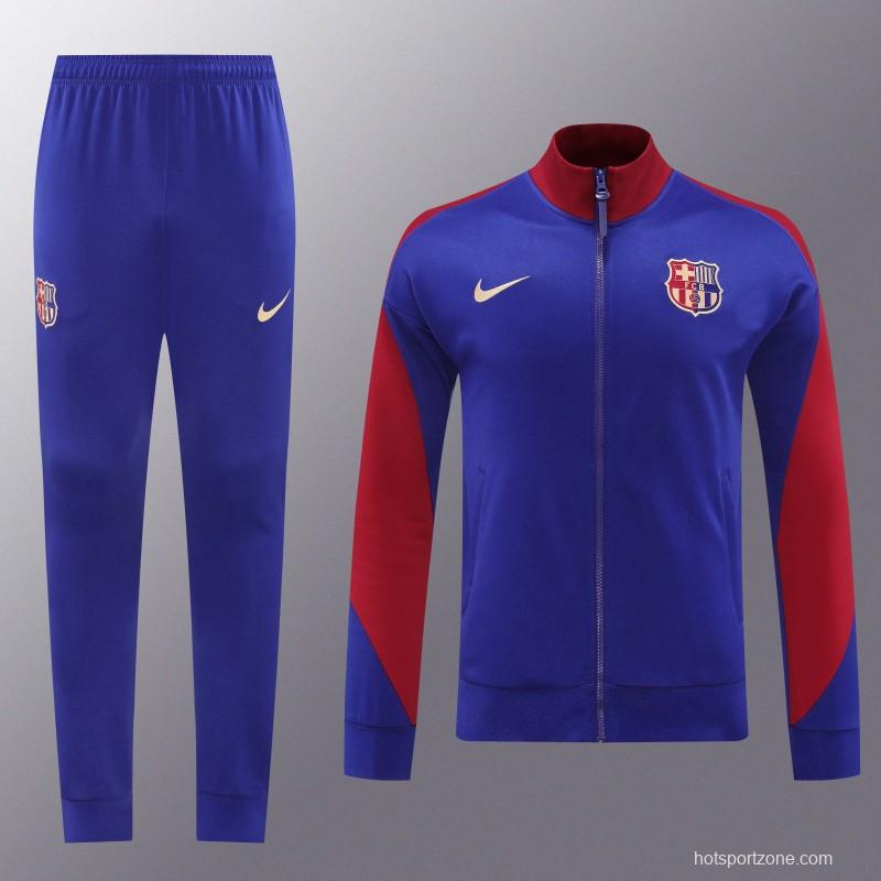 24/25 Barcelona Blue/Red Full Zipper Jacket +Long Pants