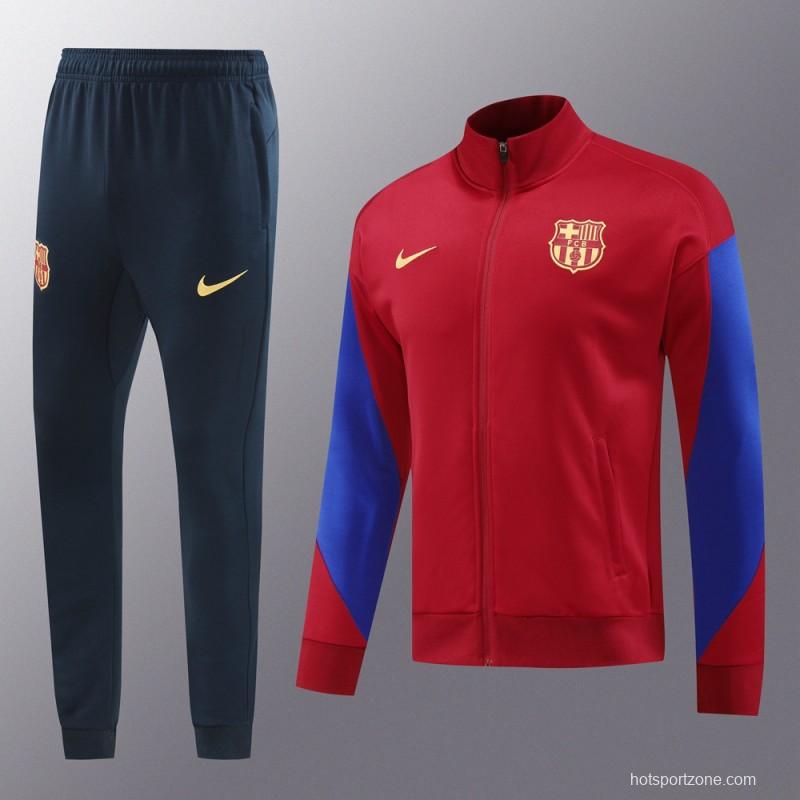 24/25 Barcelona Red Full Zipper Jacket +Long Pants