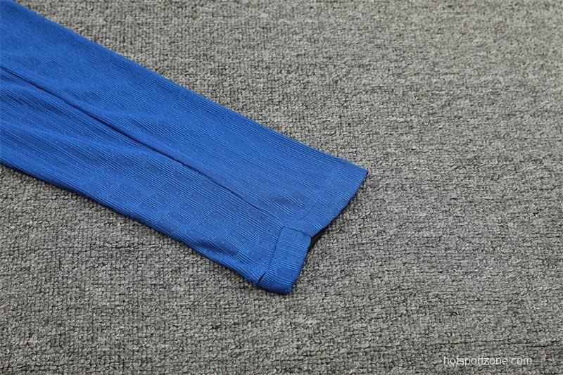 2024 South Korea Blue Half Zipper Jacket+Long Pants