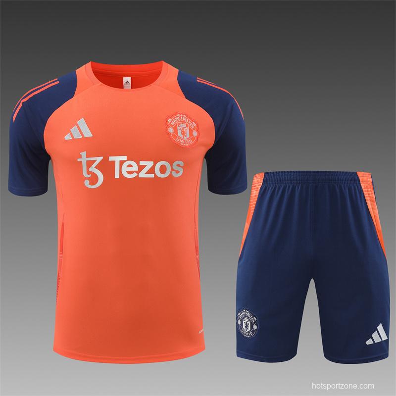 24/25 Manchester United Orange Short Sleeve Jersey+Shorts