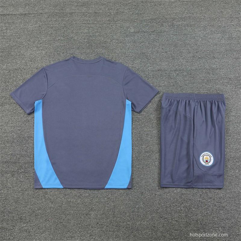 24/25 Manchester City Blue White Short Sleeve Jersey+Shorts