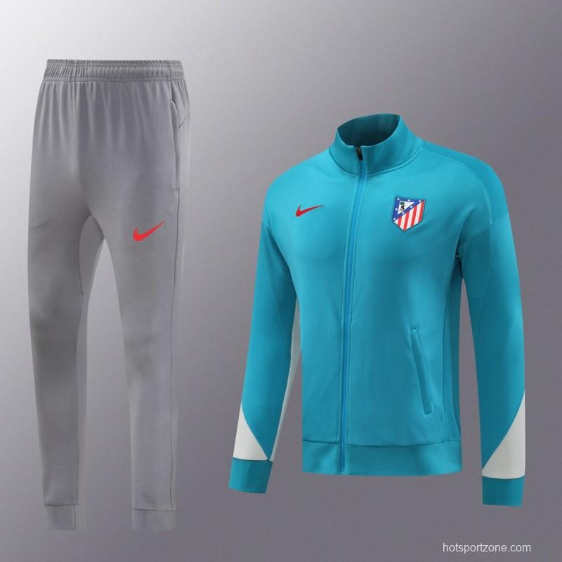 24/25 Atletico Madrid Blue Full Zipper Jacket +Long Pants