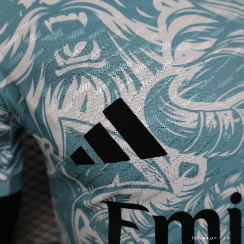 Player Version 25/26 Real Madrid Light Blue with Viking Warrior Pattern Jersey