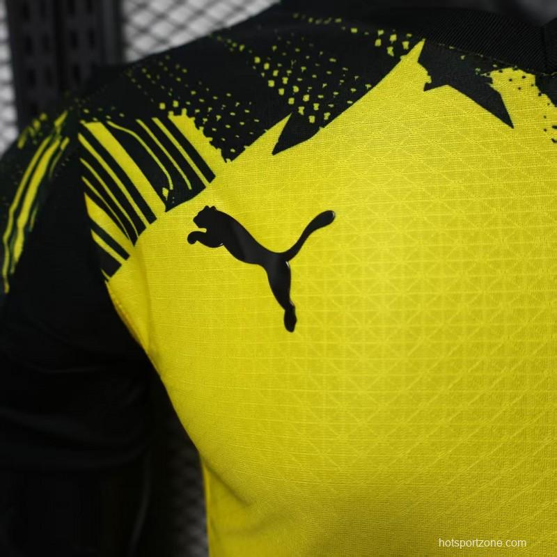Player Version 25/26 Borussia Dortmund Home Yellow with Black Brush Stroke Jersey