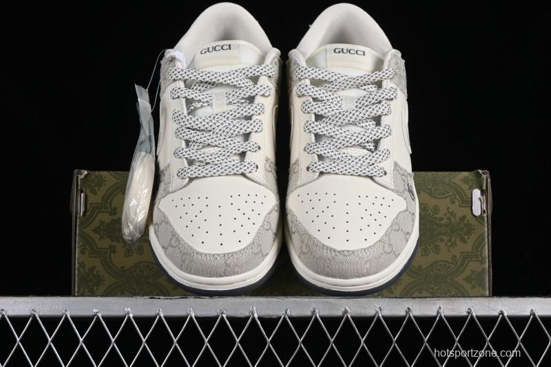 Nike SB Dunk Low Gucci Collaboration - Smoke Grey Anniversary Custom Low-Top Casual Sneakers - CF3688-003