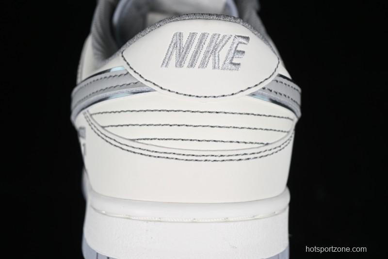 Nike SB Dunk Low OFF-WHITE Collaboration - Light Beige Grey Check Anniversary High-End Custom Low-Top Casual Sneakers - DJ2024-001