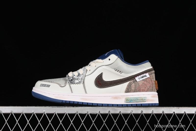 Nike Air Jordan 1 Low AJ1 Retro Basketball Shoes Panda Prank Voyage Theme - 553558-414