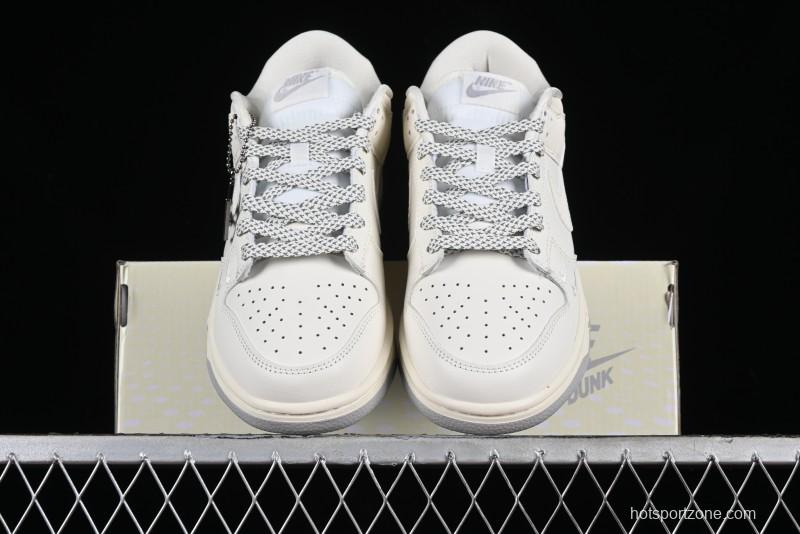 Nike SB Dunk Low LV Collaboration - Double Swoosh Beige Grey Anniversary High-End Custom Low-Top Casual Skate Shoes - FC2025-306