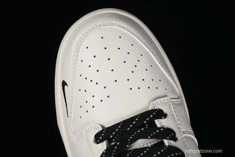 Nike SB Dunk Low BAPE Collaboration - Off-White Black Swoosh Anniversary Custom Low-Top Casual Skate Shoes - XD6188-037