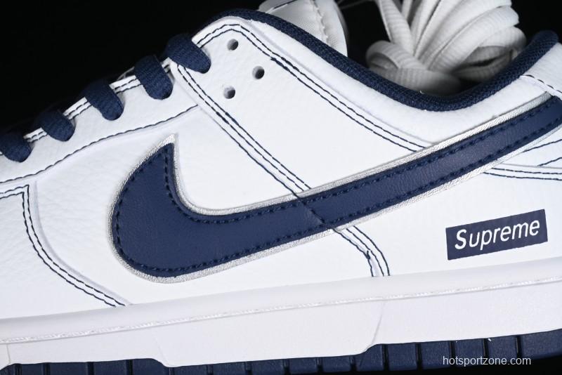 Nike Supreme x SB Dunk Low Collaboration - Navy Blue Anniversary High-End Custom Low-Top Casual Skate Shoes - DY1503-005
