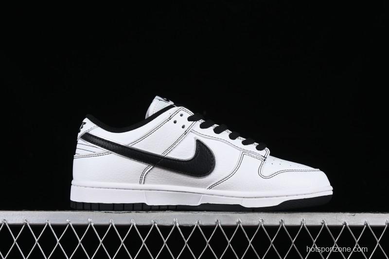 Nike Supreme x Nike SB Dunk Low Collaboration - Classic White Black Anniversary High-End Custom Low-Top Casual Skate Shoes - DY1503-100