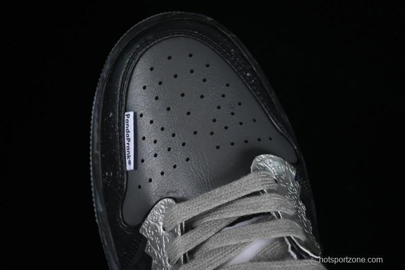 Nike Air Jordan 1 Low AJ1 Panda Prank Modern Gray Silver Black Low-top Casual Sneakers - 553560-053