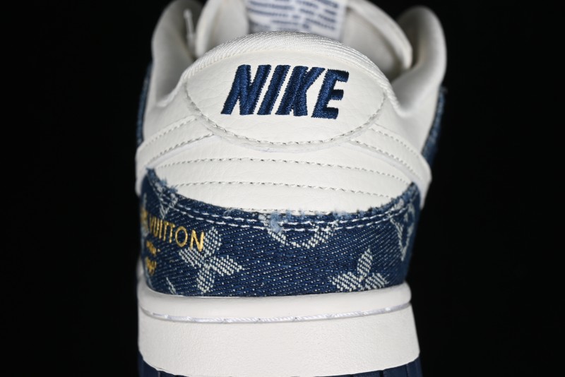 Nike SB Dunk Low LV Collaboration - Blue Denim Print Anniversary High-End Custom Low-Top Casual Sneakers - FC1688-162