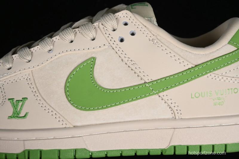 Nike SB Dunk Low LV Collaboration - Emerald City Anniversary High-End Custom Low-Top Casual Skate Shoes - XB3802-345